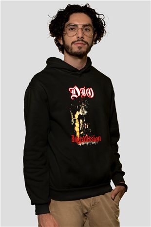 Dio Baskılı Unisex Siyah Hoodie