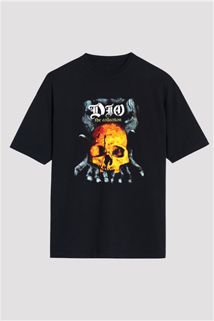 Dio Baskılı Unisex Siyah Oversize Tişört