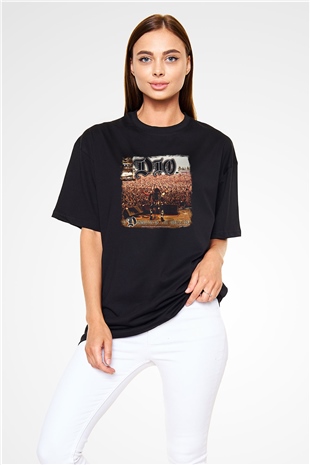 Dio Baskılı Unisex Siyah Oversize Tişört