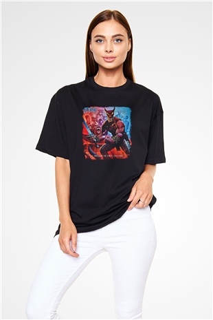Dio Baskılı Unisex Siyah Oversize Tişört