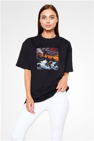 Dio Baskılı Unisex Siyah Oversize Tişört