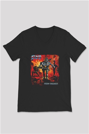 Dio Baskılı Unisex Siyah V Yaka Tişört