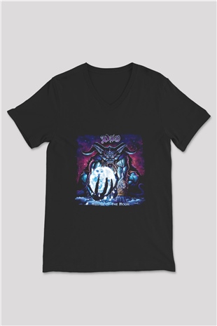 Dio Baskılı Unisex Siyah V Yaka Tişört