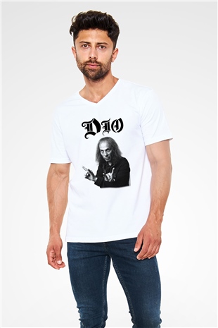 Dio Beyaz Unisex V Yaka Tişört T-Shirt