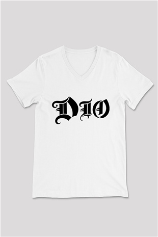Dio Beyaz Unisex V Yaka Tişört T-Shirt