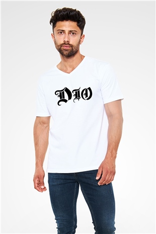 Dio Beyaz Unisex V Yaka Tişört T-Shirt