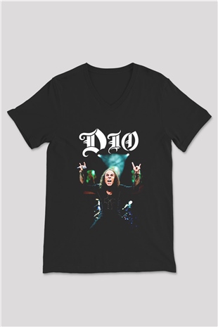 Dio Siyah Unisex V Yaka Tişört T-Shirt
