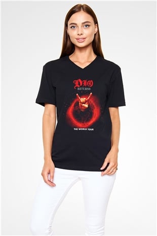 Dio Siyah Unisex V Yaka Tişört T-Shirt