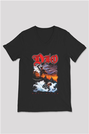Dio Siyah Unisex V Yaka Tişört T-Shirt