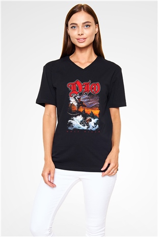 Dio Siyah Unisex V Yaka Tişört T-Shirt