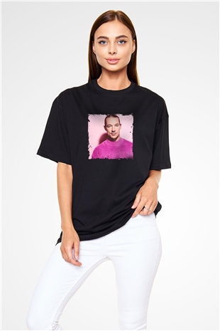 Diplo Baskılı Unisex Oversize Siyah Tişört