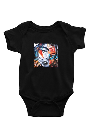 Diplo Baskılı Unisex Siyah Bebek Body - Zıbın