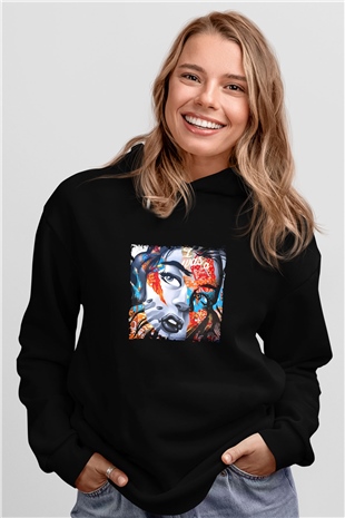 Diplo Baskılı Unisex Siyah Hoodie