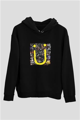 Diplo Baskılı Unisex Siyah Hoodie