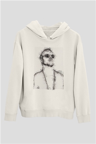 Diplo Beyaz Unisex Kapüşonlu Sweatshirt
