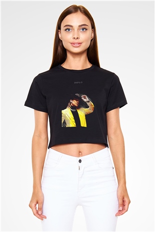 Diplo Siyah  Crop Top Tişört