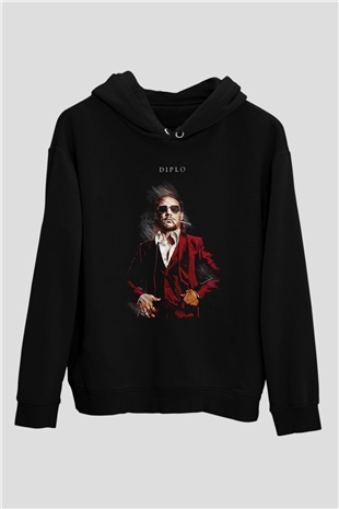 Diplo Siyah Unisex Kapüşonlu Sweatshirt