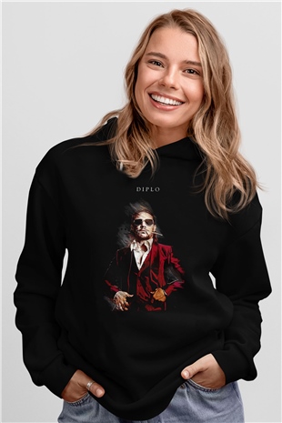 Diplo Siyah Unisex Kapüşonlu Sweatshirt
