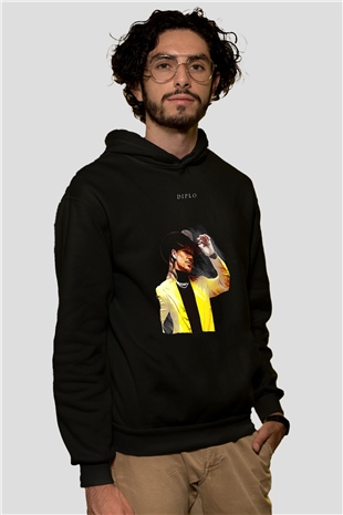 Diplo Siyah Unisex Kapüşonlu Sweatshirt