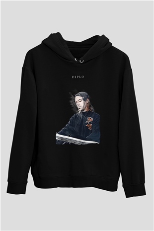 Diplo Siyah Unisex Kapüşonlu Sweatshirt