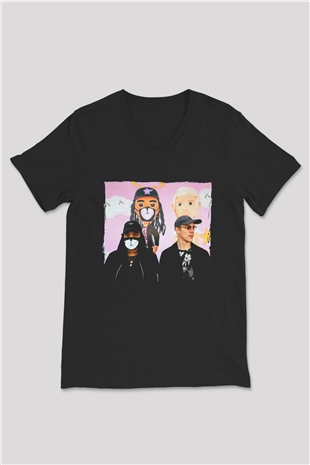 Diplo Siyah Unisex V Yaka Tişört