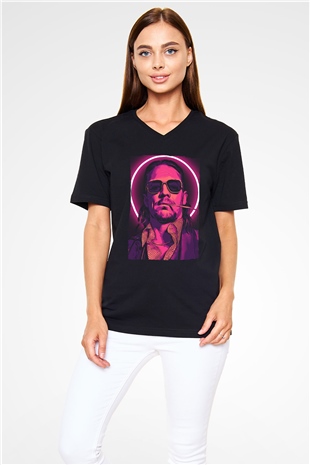 Diplo Siyah Unisex V Yaka Tişört