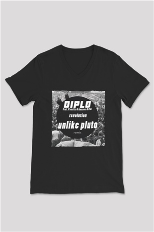 Diplo Siyah Unisex V Yaka Tişört