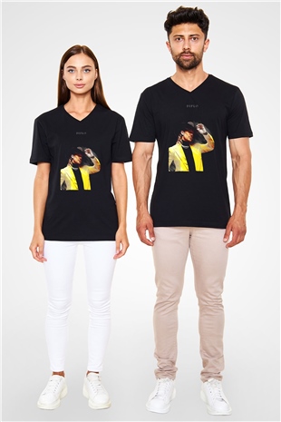 Diplo Siyah Unisex V Yaka Tişört