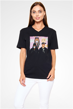 Diplo Siyah Unisex V Yaka Tişört