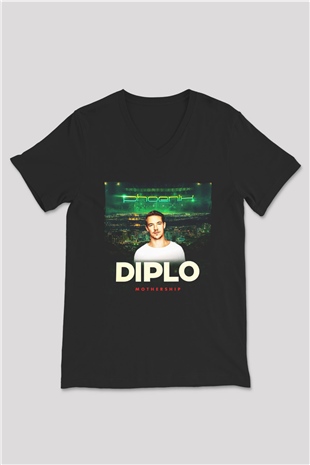 Diplo Siyah Unisex V Yaka Tişört