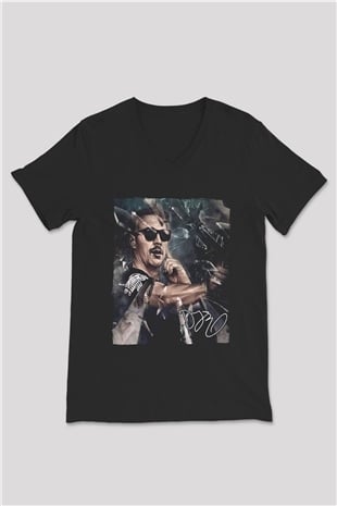 Diplo Siyah Unisex V Yaka Tişört