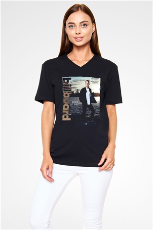 Diplo Siyah Unisex V Yaka Tişört