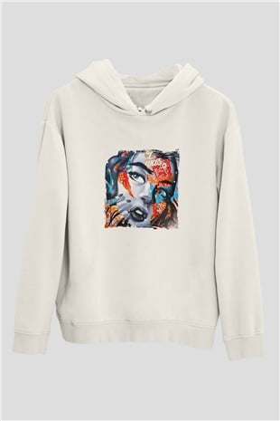 DiploBaskılı Beyaz Hoodie