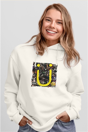 DiploBaskılı Beyaz Hoodie