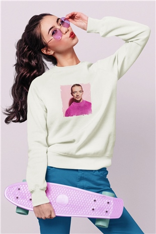 DiploBaskılı Beyaz Sweatshirt