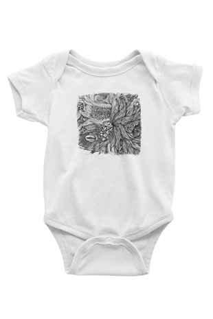Dir En Grey Baskılı Unisex Beyaz Bebek Body - Zıbın
