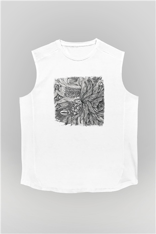 Dir En Grey Baskılı Unisex Beyaz Kolsuz Tişört