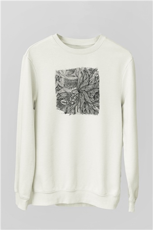 Dir En Grey Baskılı Unisex Beyaz Sweatshirt