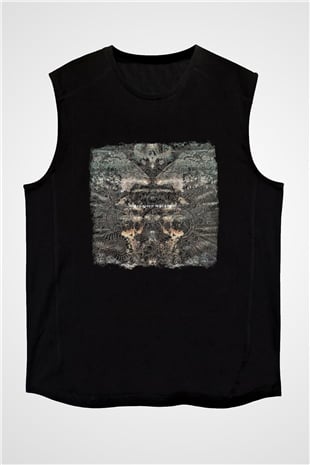 Dir En Grey Baskılı Unisex Siyah Kolsuz Tişört