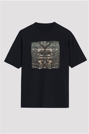 Dir En Grey Baskılı Unisex Siyah Oversize Tişört