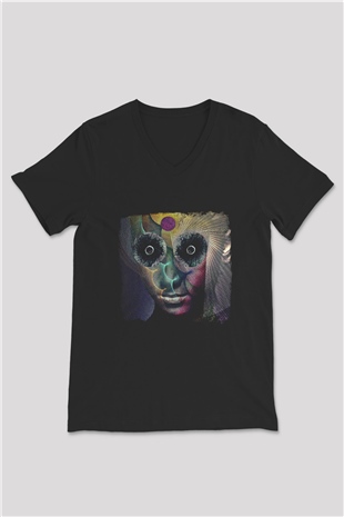 Dir En Grey Baskılı Unisex Siyah V Yaka Tişört