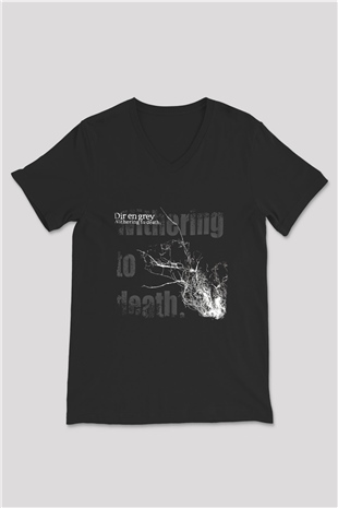 Dir En Grey Baskılı Unisex Siyah V Yaka Tişört