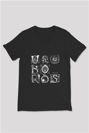 Dir En Grey Baskılı Unisex Siyah V Yaka Tişört