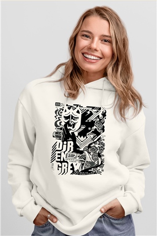 Dir En Grey Beyaz Unisex Kapşonlu Sweatshirt