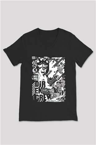 Dir En Grey Siyah Unisex V Yaka Tişört T-Shirt
