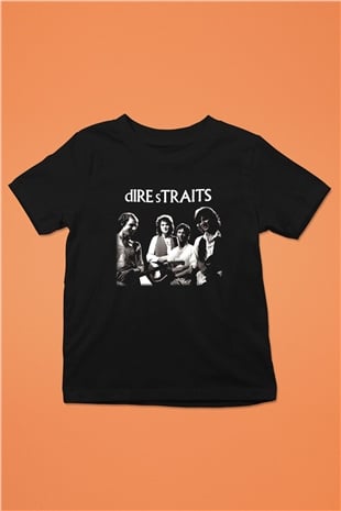 Dire Straits Baskılı Siyah Unisex Çocuk Tişört