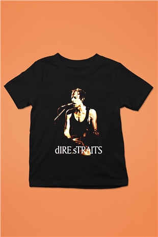 Dire Straits Baskılı Siyah Unisex Çocuk Tişört
