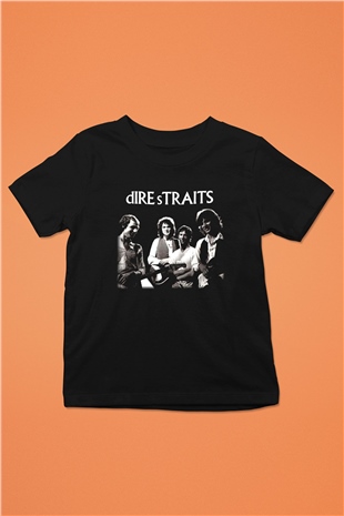 Dire Straits Baskılı Siyah Unisex Çocuk Tişört
