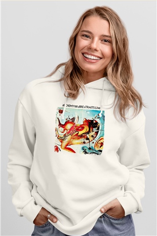Dire Straits Baskılı Unisex Beyaz Hoodie