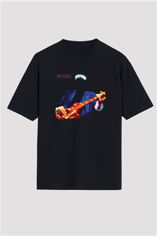 Dire Straits Baskılı Unisex Siyah Oversize Tişört